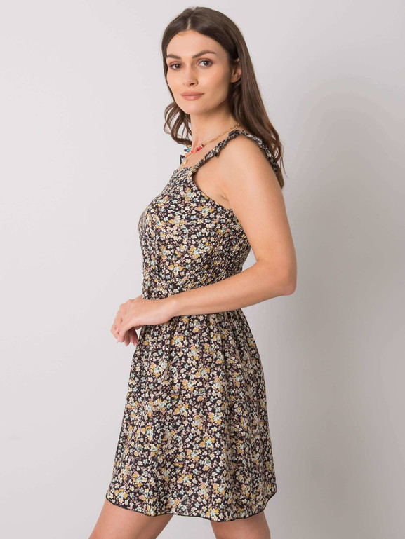 Czarna sukienka na ramiączkach z falbanką Yups