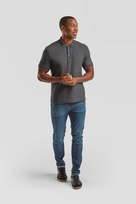 Ciemno szara koszulka męska polo Tailored Fit Friut of the Loom