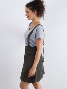 Spódnica na szelkach khaki