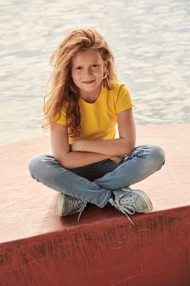 Żółta koszulka dziewczęca Valueweight Fruit of the Loom 