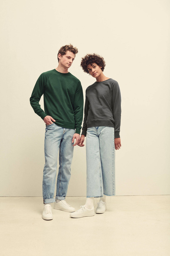 Zielona bluza męska Lightweight Raglan Sweat Fruit of the Loom