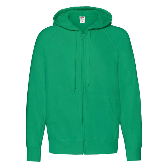 Zielona bluza męska z kapturem Lightweight Zip Thru Hooded Sweat Fruit of the Loom