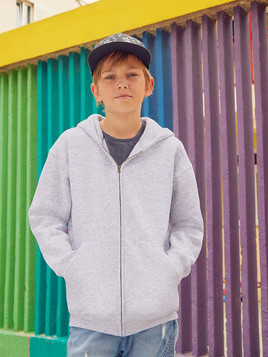 Szara bluza dziecięca z kapturem Zip Through Hooded Sweat Fruit of the Loom 