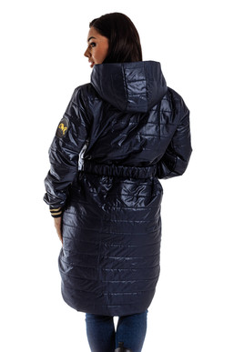 Granatowy płaszcz midi z kapturem Cocomore