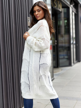 Ecru kardigan ażurowy By o la la