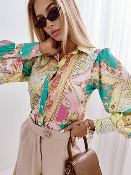 Wielobarwna koszula z bufiastymi rękawami Cocomore