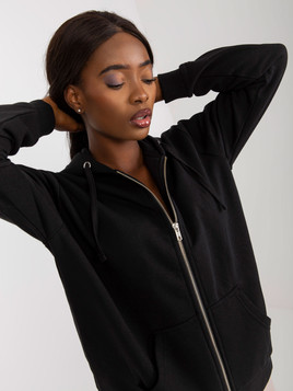 Czarna rozpinana bluza z kapturem i kieszeniami