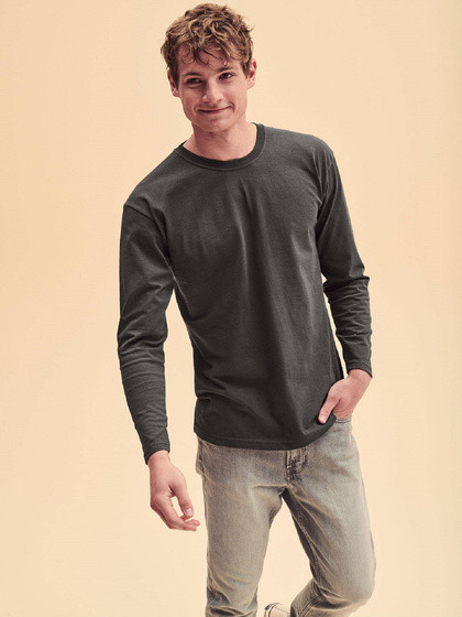 Grafitowa koszulka męska Valueweight z długim rękawem Fruit of the Loom