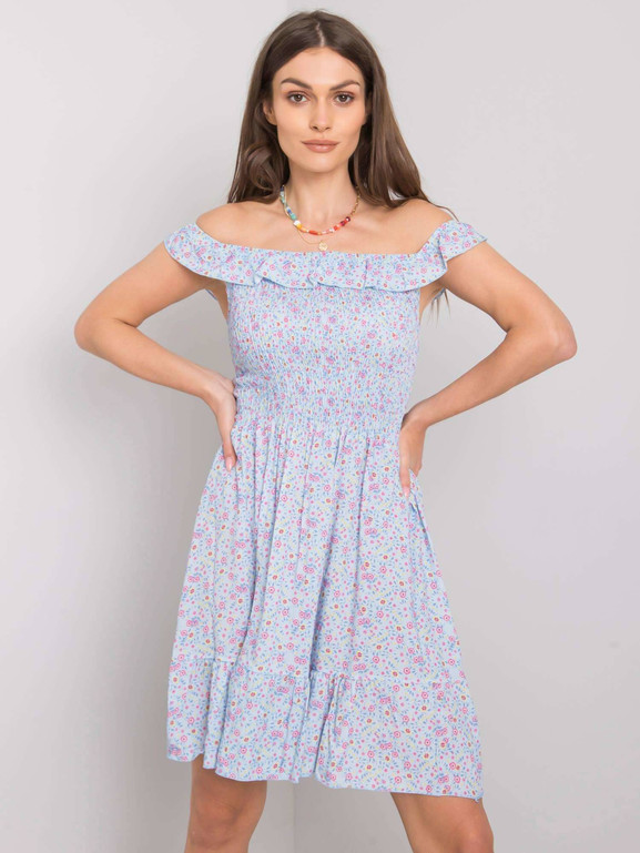 Niebieska sukienka w kwiatki hiszpanka Yups