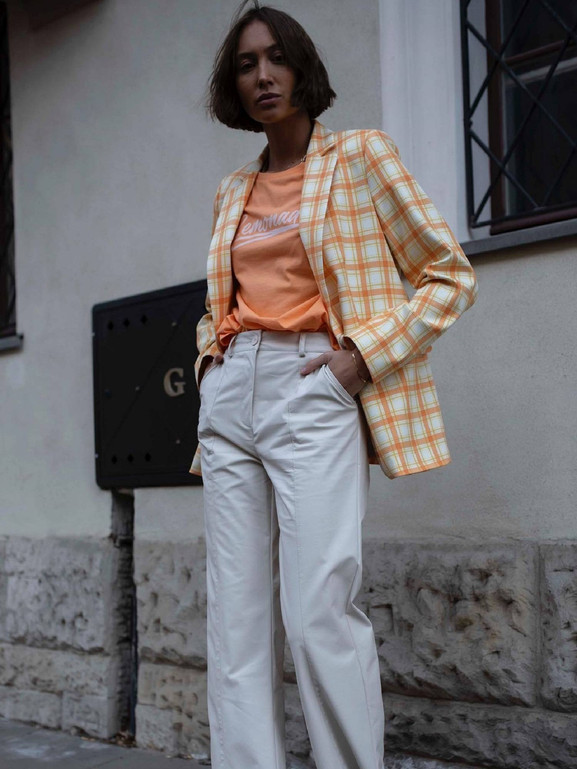 Wielobarwny żakiet klasyczny w kratkę LeMonada