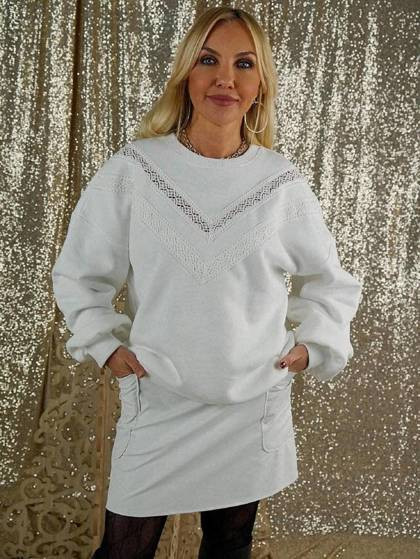 Ecru spódnica mini z ekoskóry LeMonada