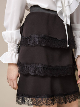 SPÓDNICA LEMONADA Z FALBANAMI CZARNA