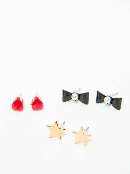 Kolczyki 3-pak gwiazdki, kokardki