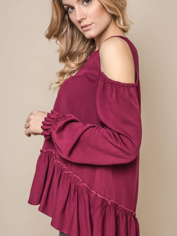 Bluzka ONE odkrywająca ramiona bordo