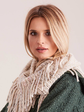 Komin ażurowy z frędzlami beżowy