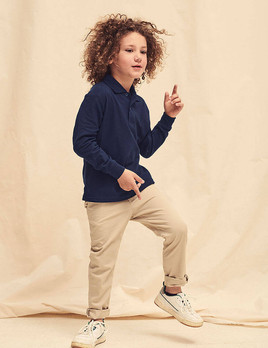 Granatowy koszulka dziecięca polo z długimi rękawami Fruit of the Loom