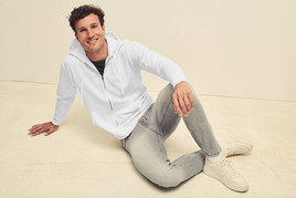 Szara bluza z kapturem na zamek Classic Fruit of the Loom