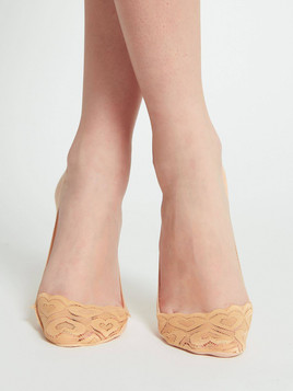 Stopki koronkowe beżowe