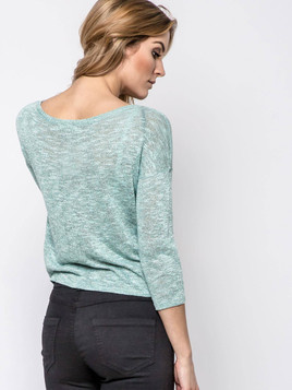 Zielony krótki sweter z wiskozy