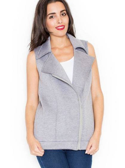 Kamizelka z klasycznym kołnierzem Katrus szara