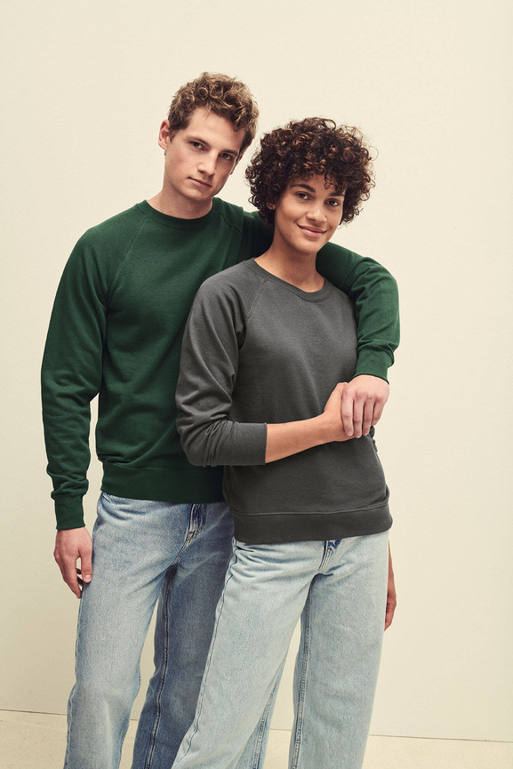 Zielona bluza męska Lightweight Raglan Sweat Fruit of the Loom