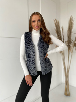 Antracytowa kamizelka damska z futerka Yups