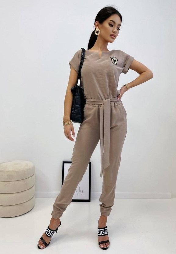 Brązowy kombinezon z krótkim rękawem Cocomore