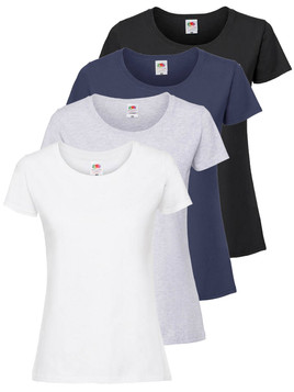 Pakiet 4 koszulek damskich Iconic 195 Ringspun Premium Fruit of the Loom