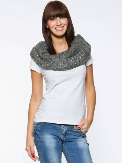 Komin z cyrkoniami i perełkami ciemnoszary