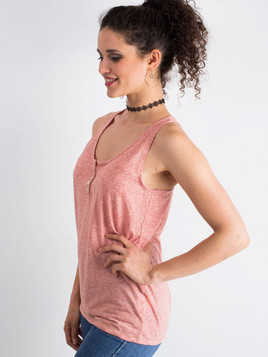 Bluzka na ramiączkach z guzikami różowa