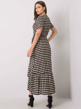 Czarna sukienka maxi groszki kopertowy dekolt Yups