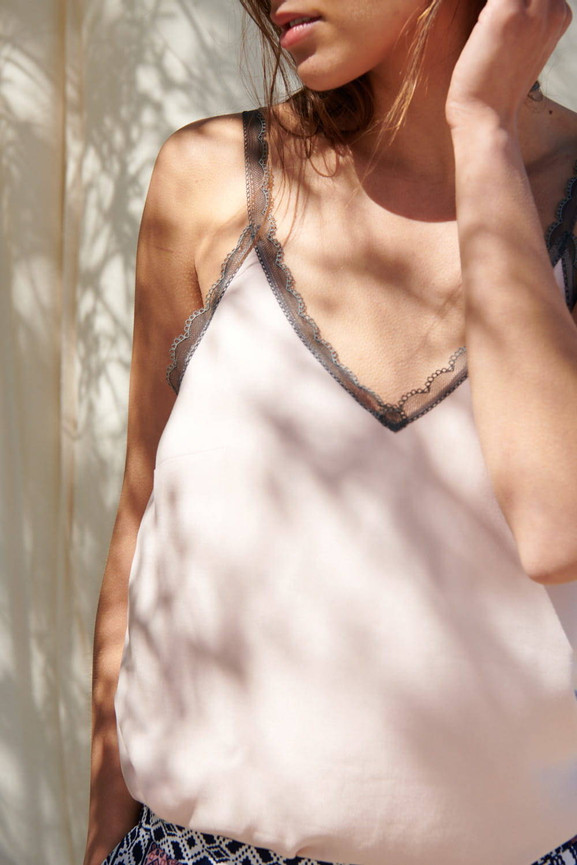 Różowy top na cienkich ramiączkach Blue Shadow