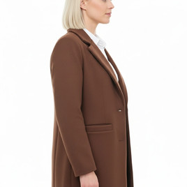 Czekoladowy klasyczny płaszcz w prążek Yups