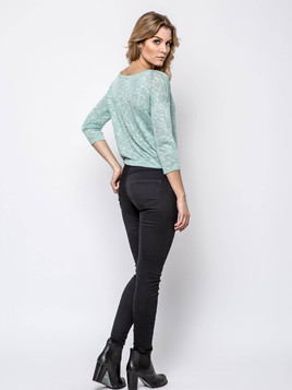 Zielony krótki sweter z wiskozy