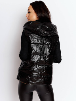 Czarna kamizelka dwustronna z kapturem Yups