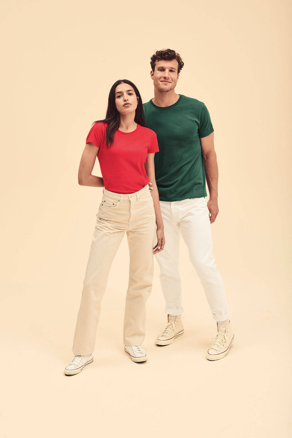 Czerwona koszulka damska Iconic z czesanej bawełny Fruit of the Loom