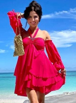 Czerwona sukienka mini hiszpanka By o la la