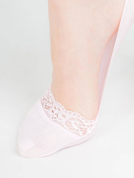 Stopki z koronkowym paskiem różowe