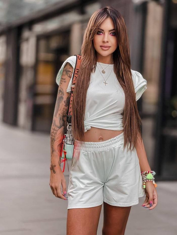 Seledynowe szorty z szerokim ściągaczem Cocomore