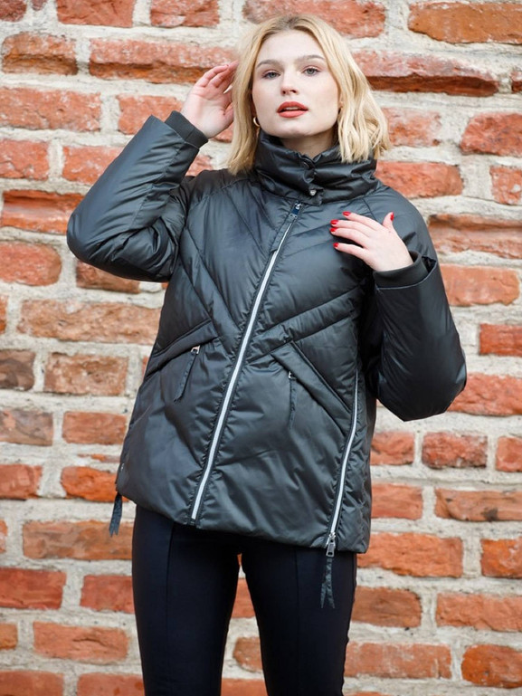 Khaki kurtka puchowa z wysoką stójką Dankoff.dk