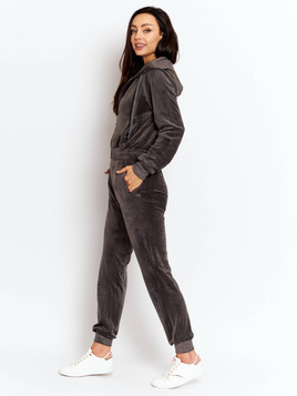 Antracytowy komplet dresowy z weluru Yups