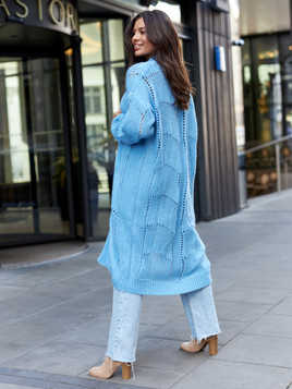 Niebieski kardigan ażurowy By o la la