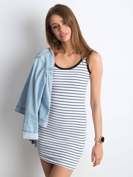 Biało-granatowa tunika w paseczki 100% bawełna Yups