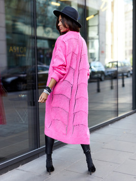 Różowy kardigan ażurowy By o la la