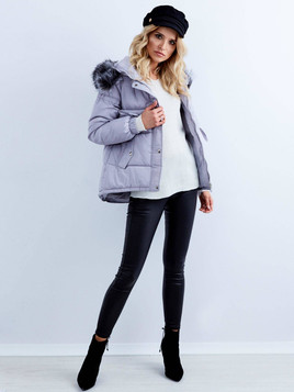 Kurtka krótka z kapturem szara