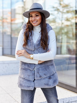 Szara kamizelka z kapturem Och Bella