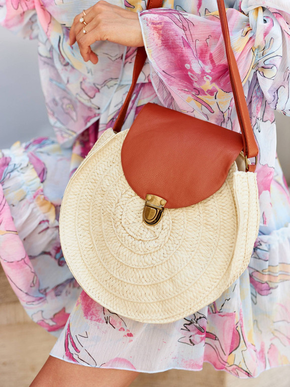 Beżowa, wakacyjna pleciona torba koszyk Yups