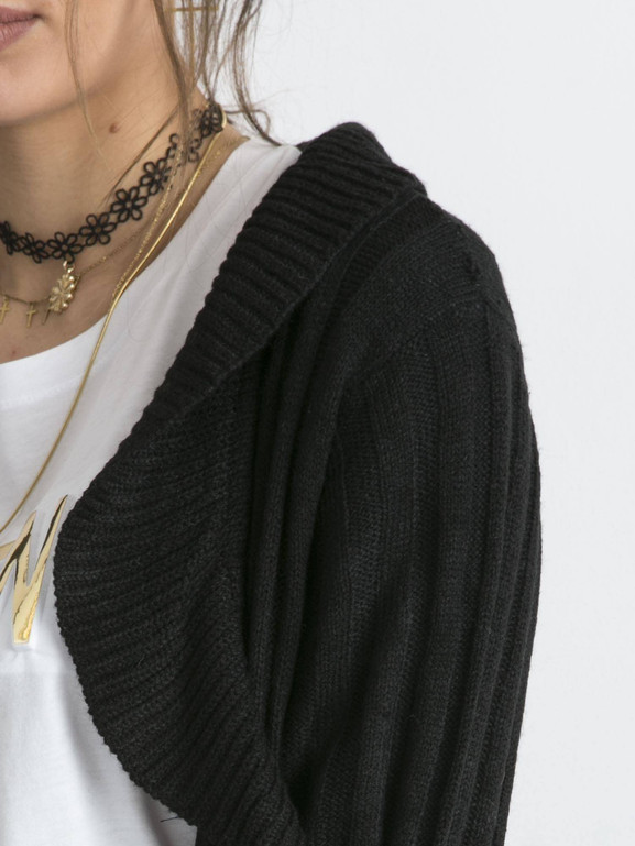 Kardigan zdobiony falbanką czarny