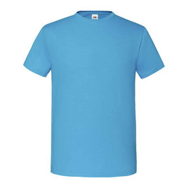 Niebieska koszulka męska z czesanej bawełny Iconic rękawem Fruit of the Loom