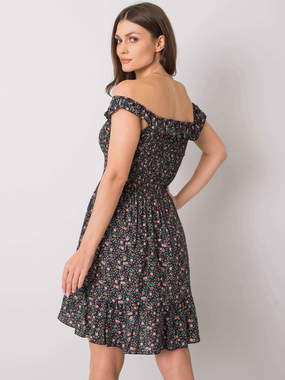 Czarna sukienka w kwiatki hiszpanka Yups